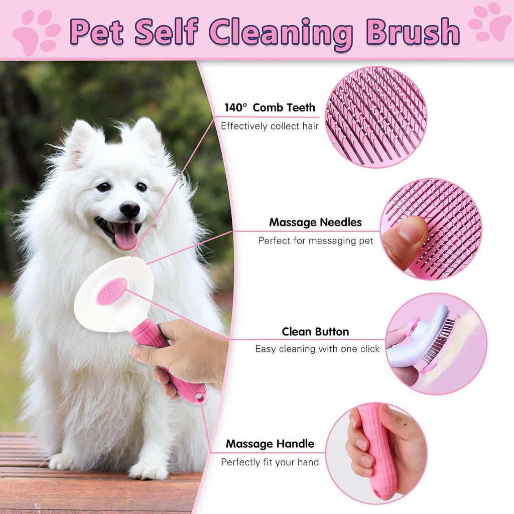 Dog Brush Grooming Kit 6PCS Dog Brush for Shedding-Dogs Brushes for Grooming, Dematting Comb for Dogs, Nail Clipper