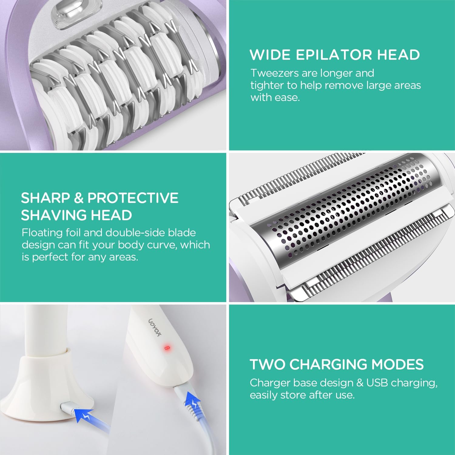 Epilator for Women, Cordless Epilators Hair Removal with 30 Tweezers | 3 in 1 Hair Removal Device for Leg Arm with