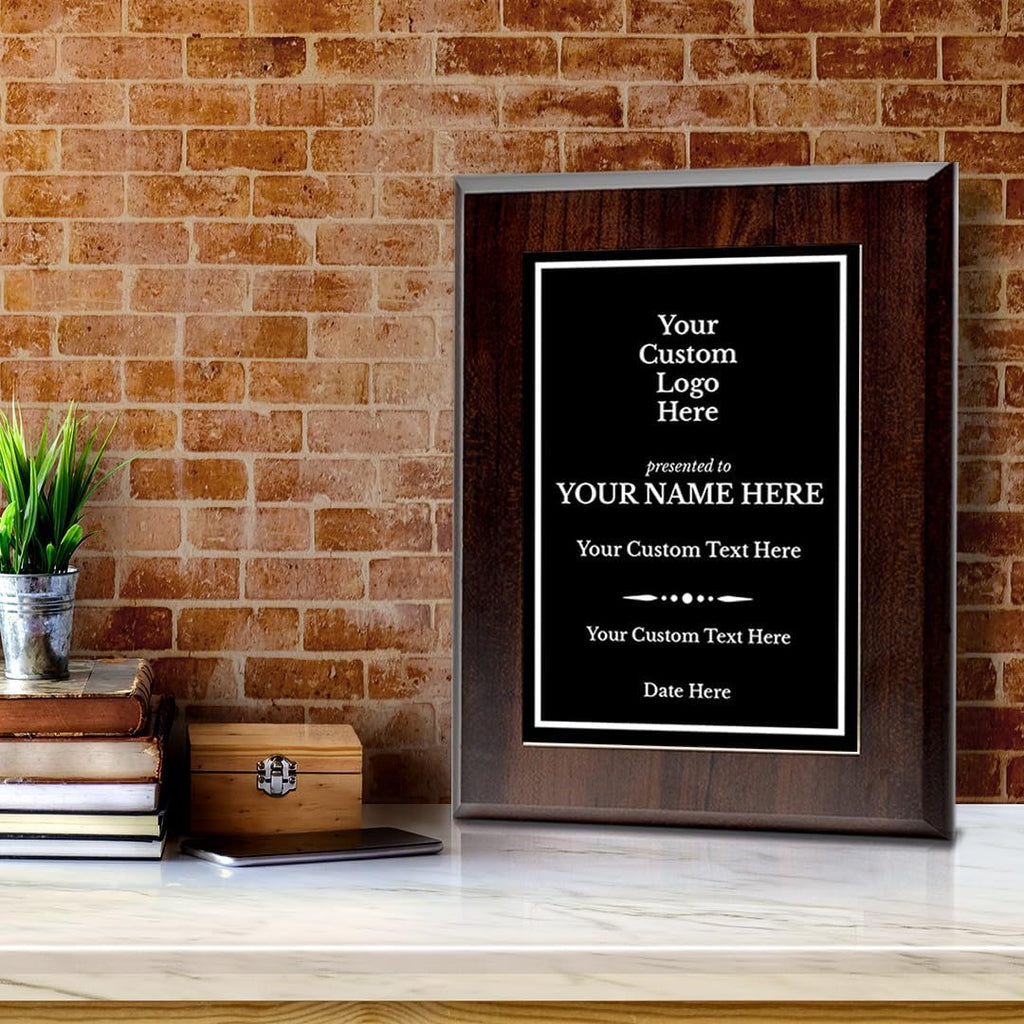 Custom Logo Wooden Award Plaque | Easel Mount Option | Upload Your Logo | Recognition of Achievement and Service