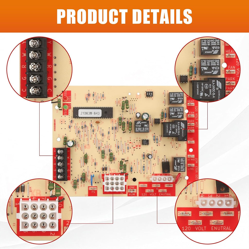 21D83M-843 32M8801 83M00 50A66-122 50A66-123 Furnace Control Circuit Board Compatible with Lennox White Rodger Replace 10M9301 12L6901 56L8401