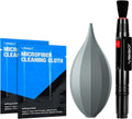 4-in-1 Camera Cleaning Kit for Canon, Nikon, Sony DSLR Cameras | Air Blower, Dual-Head Lens Brush Pen, Microfiber