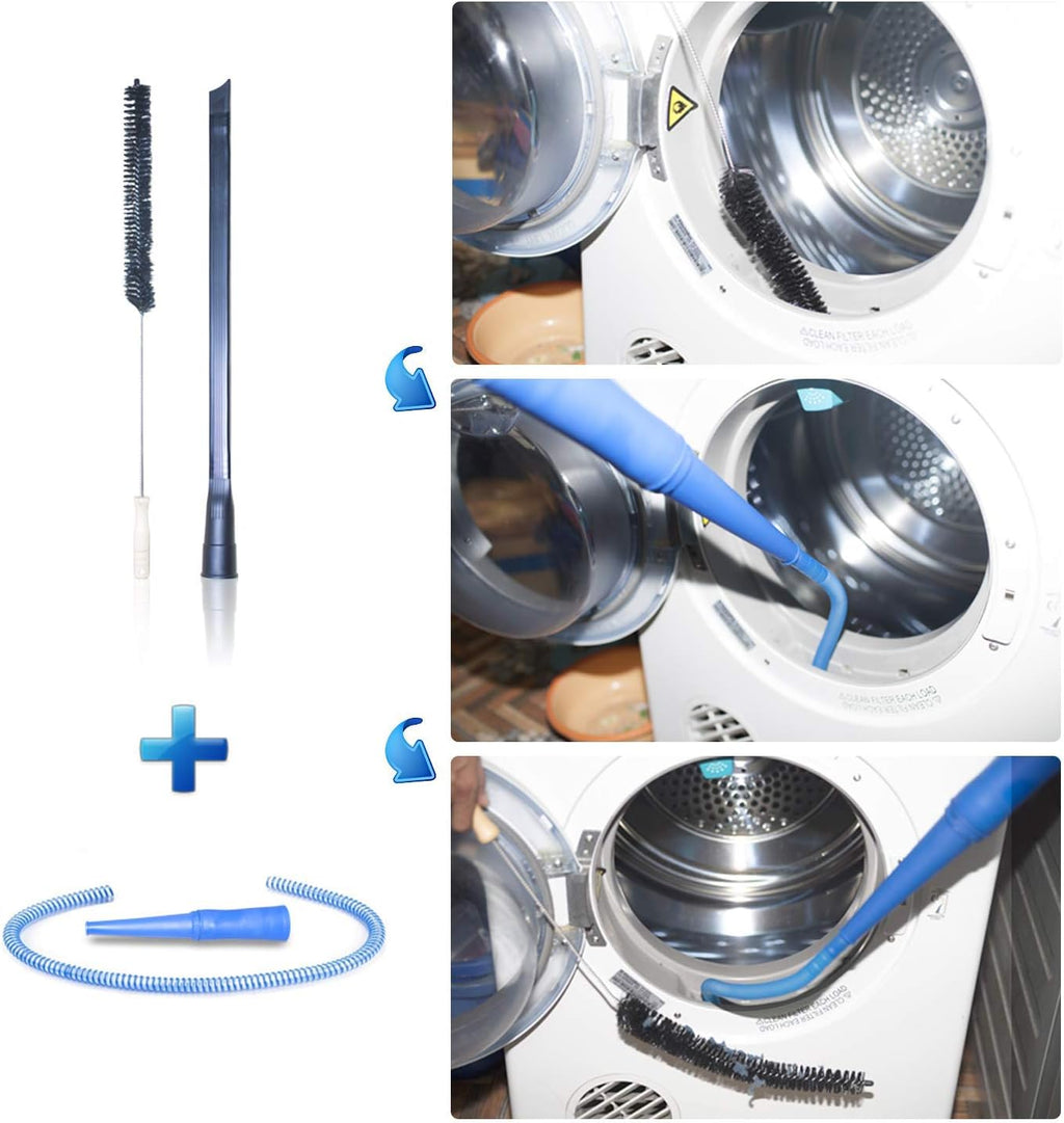 Dryer Vent Cleaner Kit & Refrigerator Condenser Coil Brush-Dryer Lint Brush Vent Trap Cleaner-Vacuum Attachment for