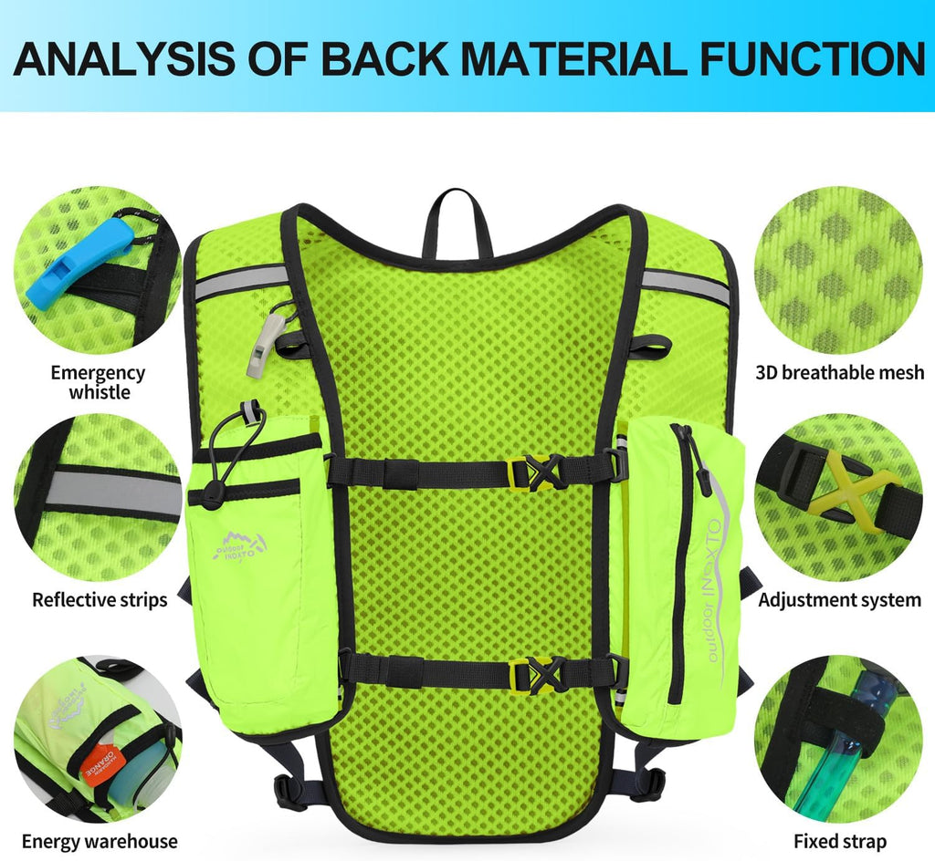 INOXTO Running Hydration Vest Backpack,Lightweight Insulated Pack with 1.5L Water Bladder Bag Daypack for Trail