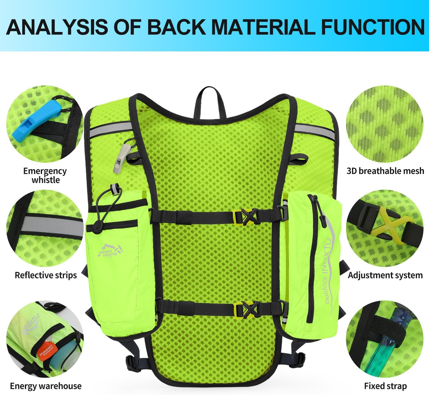INOXTO Running Hydration Vest Backpack,Lightweight Insulated Pack with 1.5L Water Bladder Bag Daypack for Trail