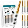 6 Pcs 8-32 UNC Thread Tap Set, M2 HSS Right Hand Thread Milling Tap