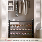 4 Tier Expandable Shoe Rack for Closet, Light Grey