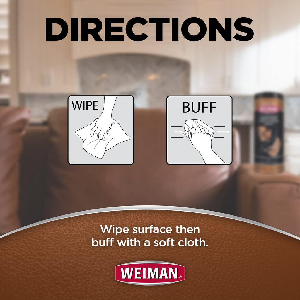 Leather Cleaner, Conditioner & Protector, 2 Pack Wipe with Cloth