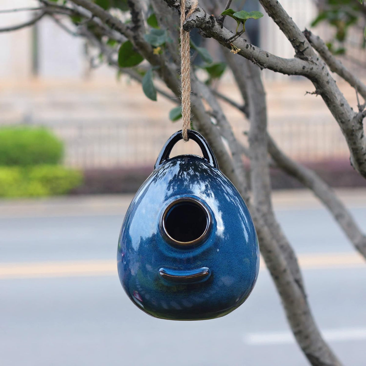 Birdhouse Ceramic Hanging Birdhouses Bird Hut Hanging Outdoor Birdhouse for Wild Birds, Finch, Cardinal, and Bluebird