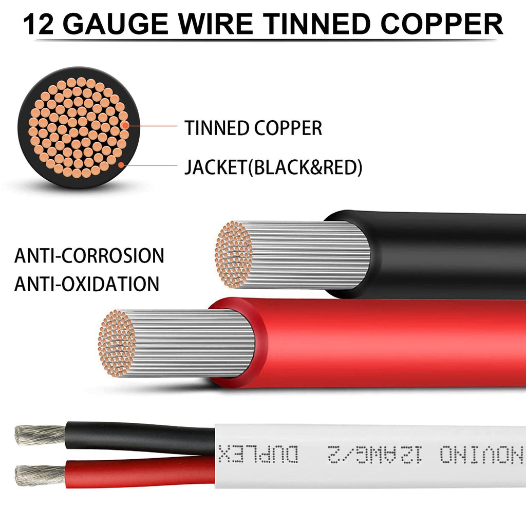 12 Gauge Marine Wire 12 AWG Marine Grade Wire,12/2 15FT Tinned Copper Cable