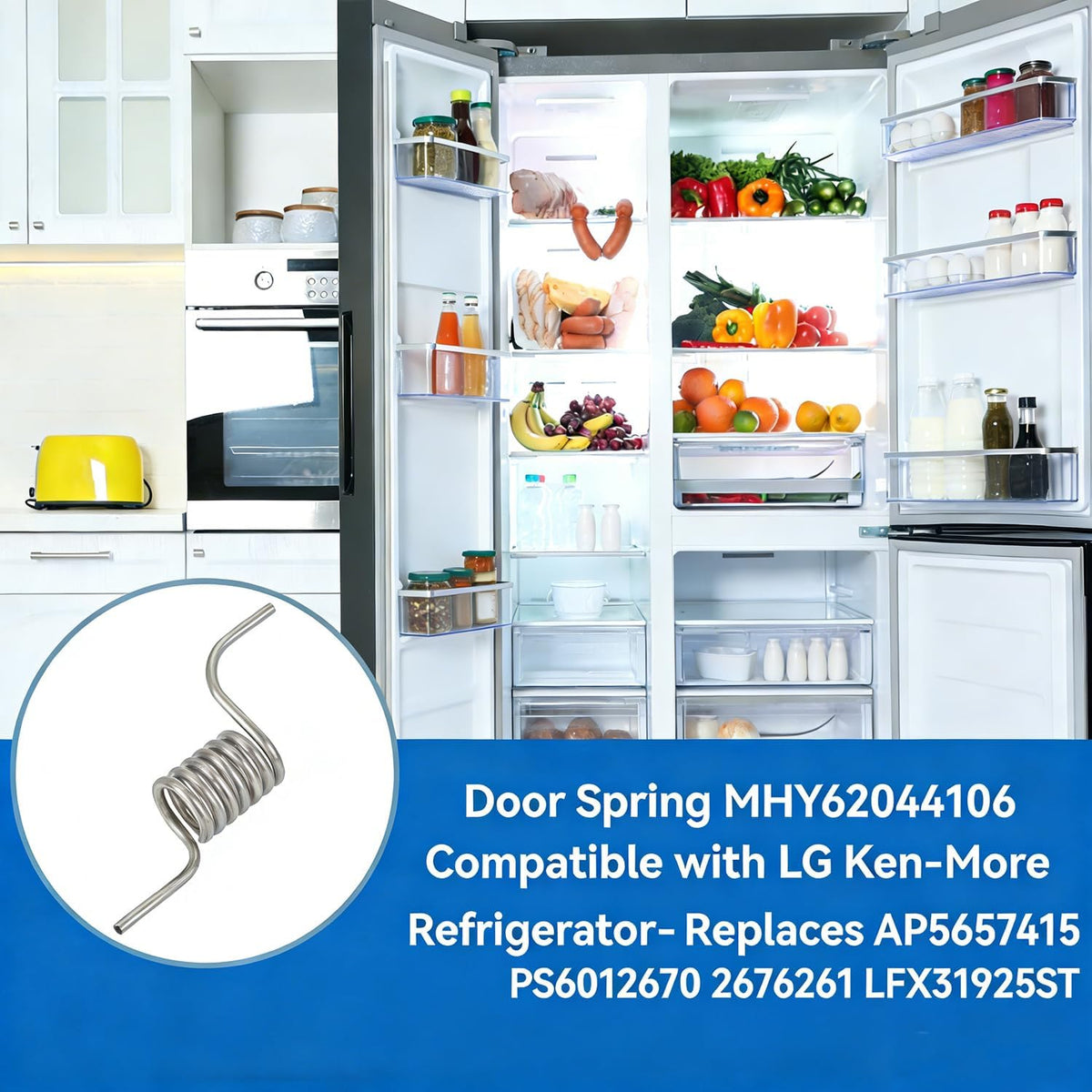 (2-Pack Door Spring MHY62044106 Compatible with LG Ken-More Refrigerator - Replaces AP5657415 PS6012670 2676261 LFX31925ST 482317842075 48231784412 LFX28978ST LMX28988ST
