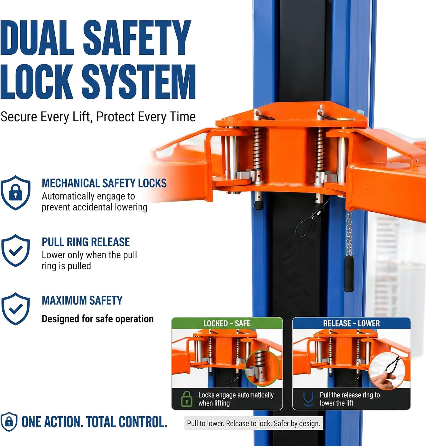 Portable Two Post Car Lift 8000 LBS Capacity, 220V Electric Lock, Movable Garage Car Lift for Home Garage & Workshop