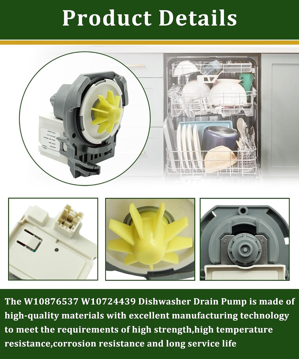 W10876537 W10724439 Dishwasher Drain Pump