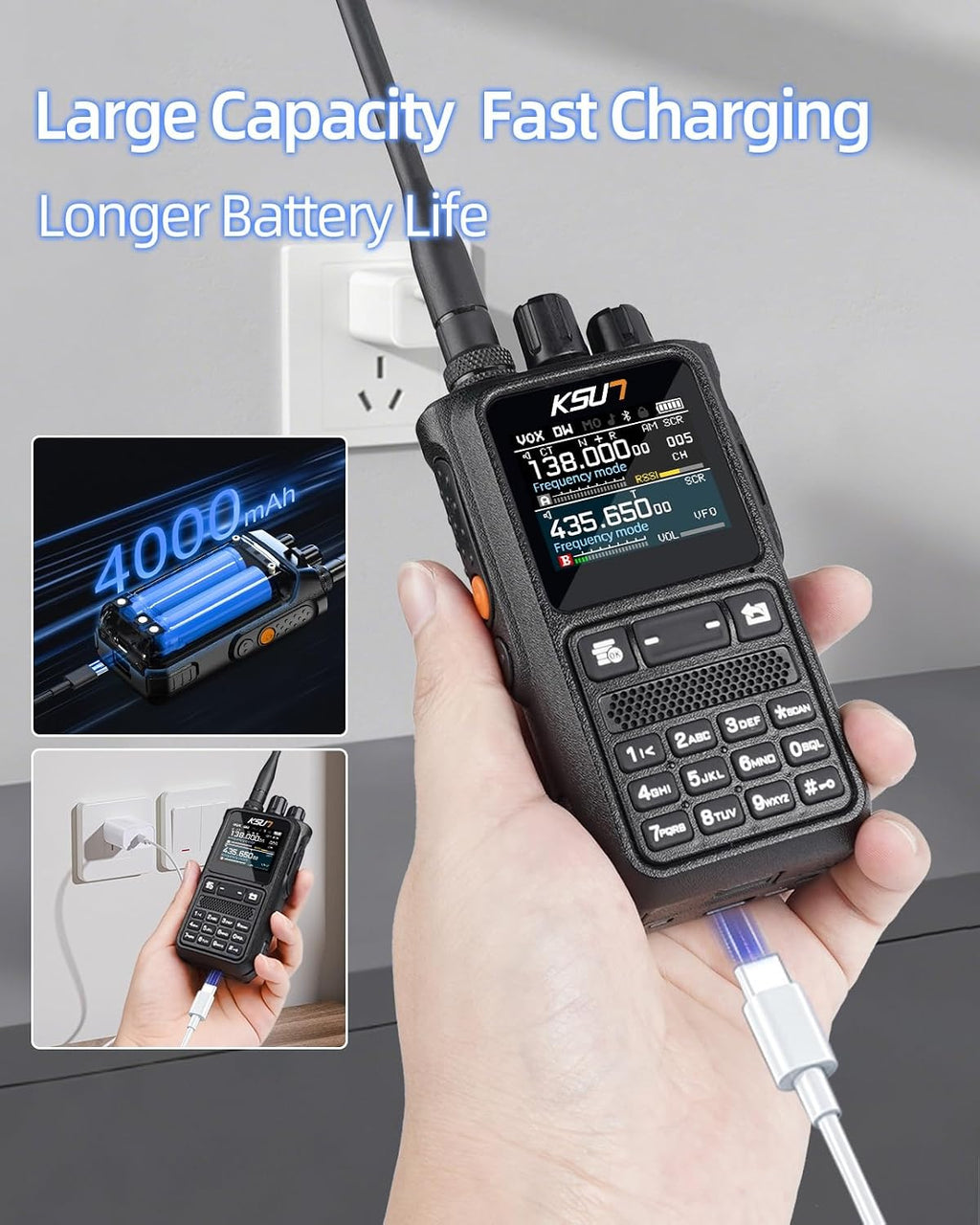 KSUN Ham Radio, UV110D 10W Handheld Ham Walkie Talkies, Bluetooth APP Programming, Long Range Two-Way Radio with NOAA