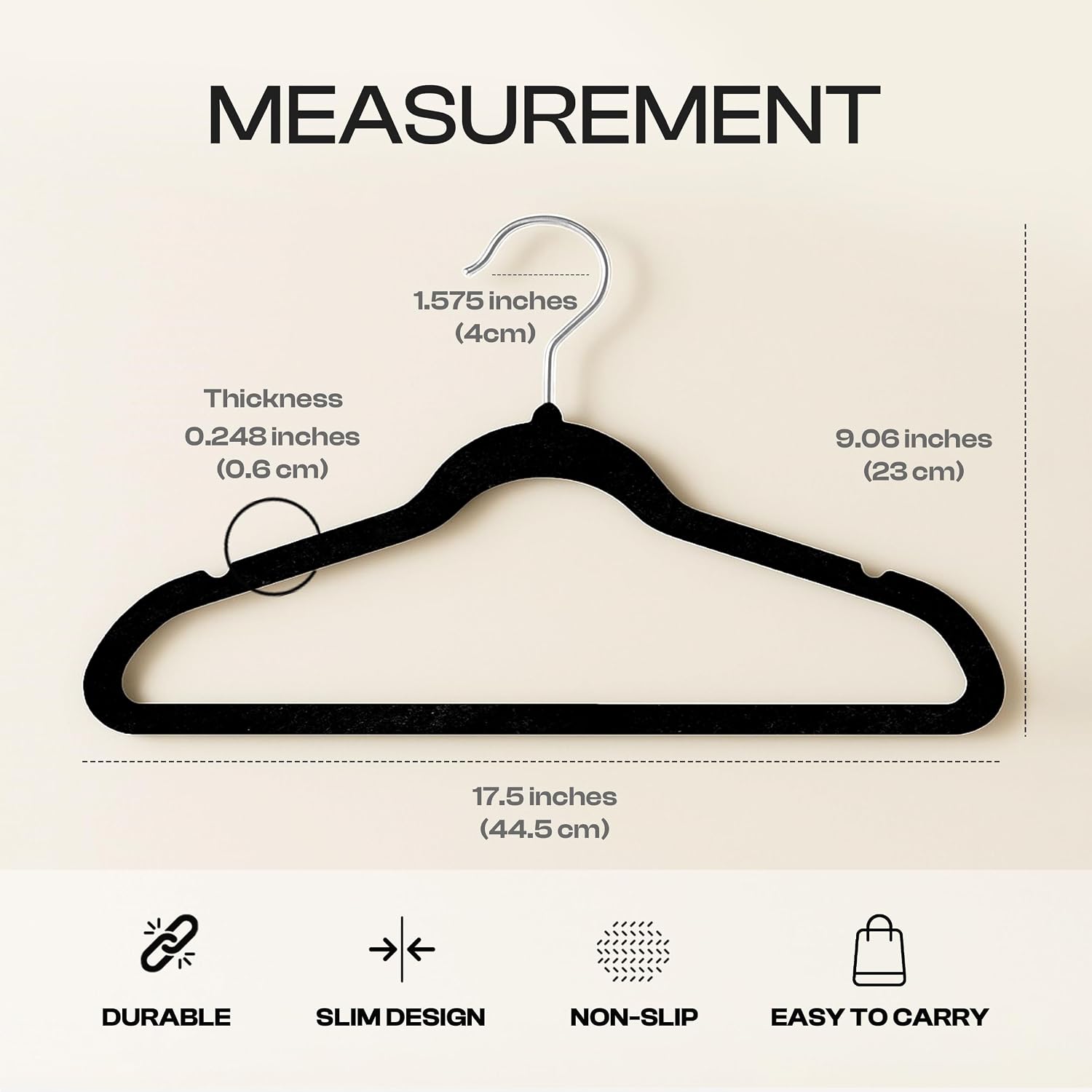 Velvet Hangers, Black, 50 Pack | Luxury Non-Slip Slim Pant & Coat Hangers | Strong Space-Saving Clothes Hangers |