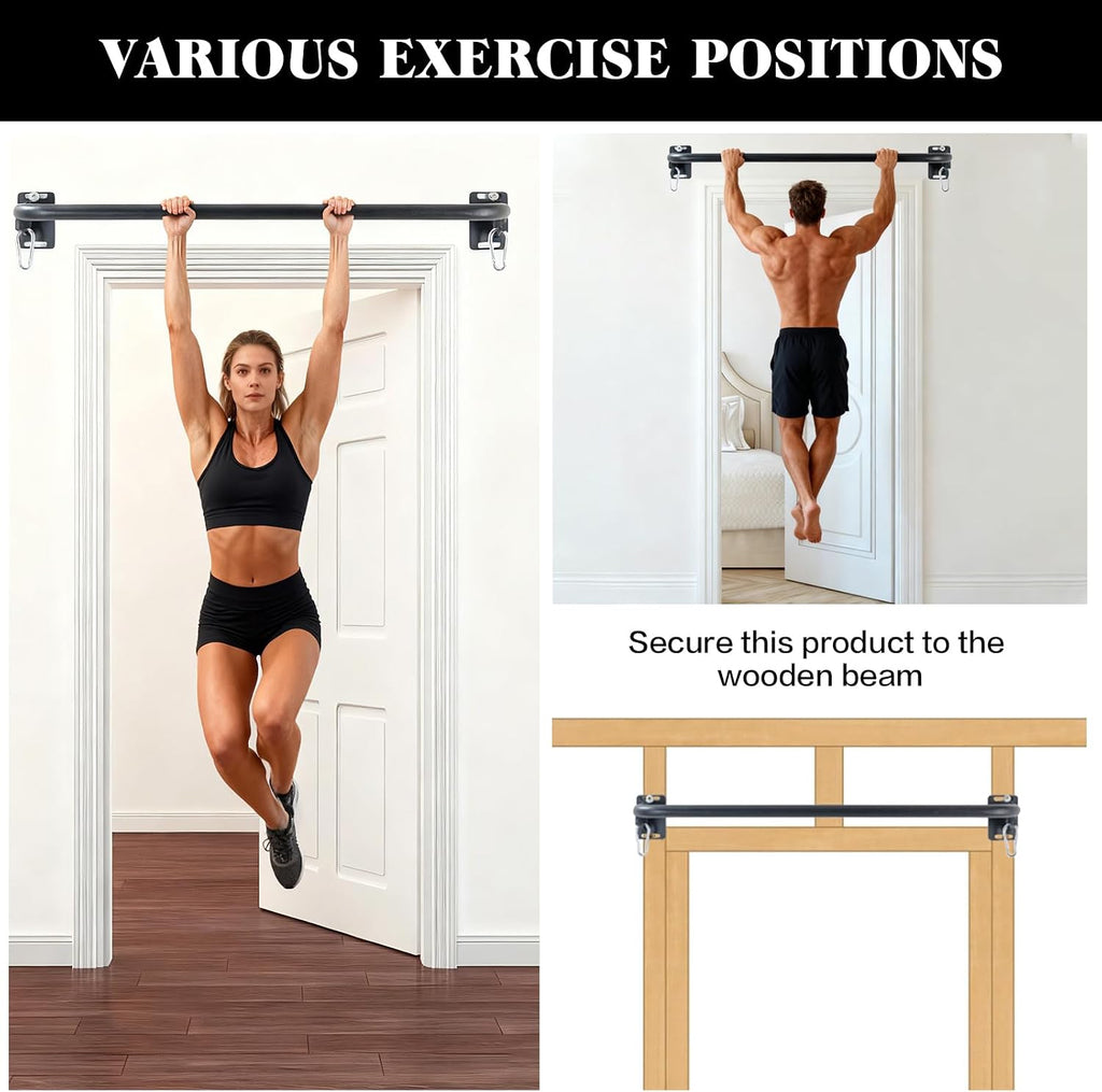 Wall Mounted Pull Up Bar, Door Frame Pull Up Bar for Home Gym, Professional Drill-Required Chin Up Bar for Secure
