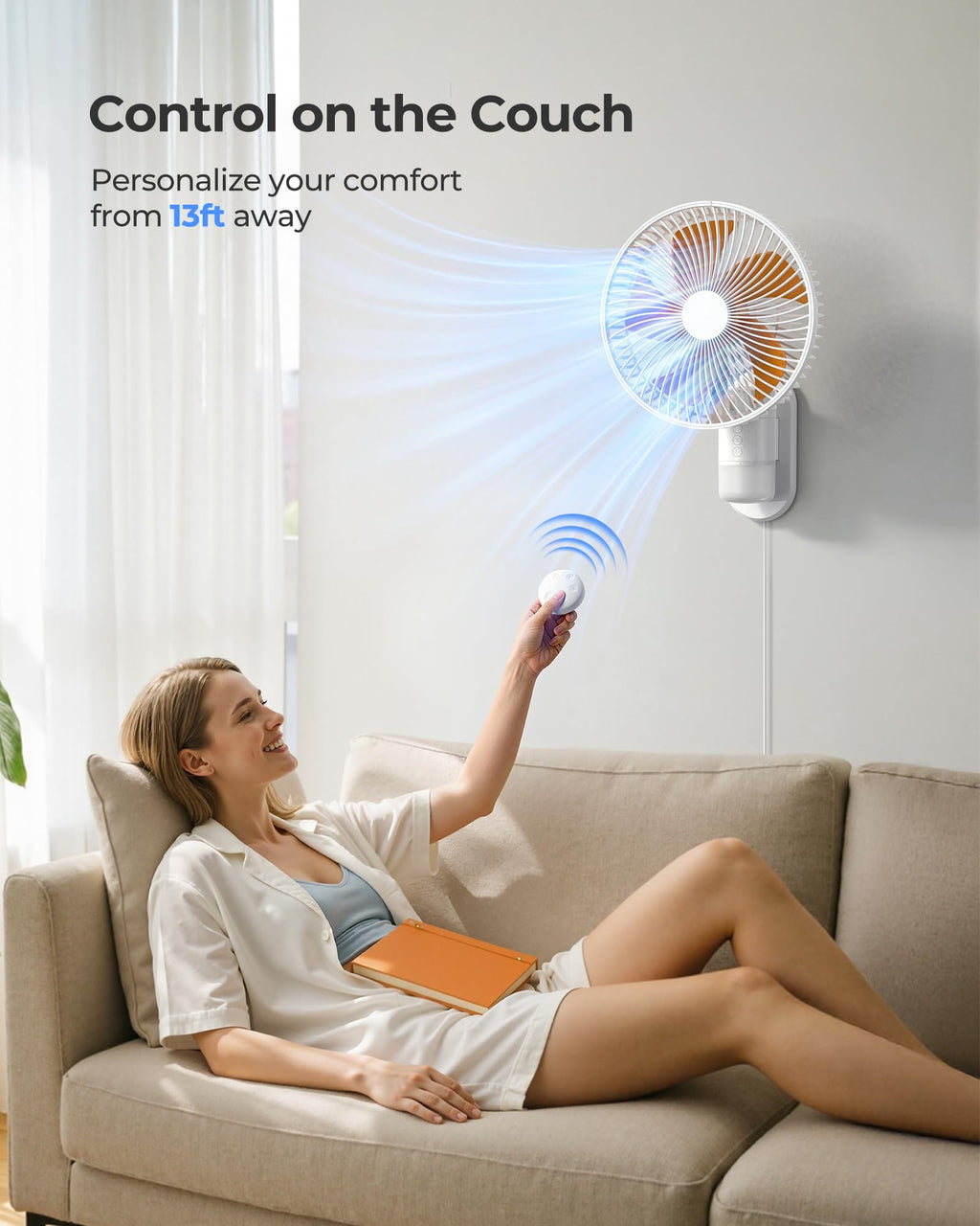 10'' Wall Mount Fan with Remote and Light, Fits Every Scene