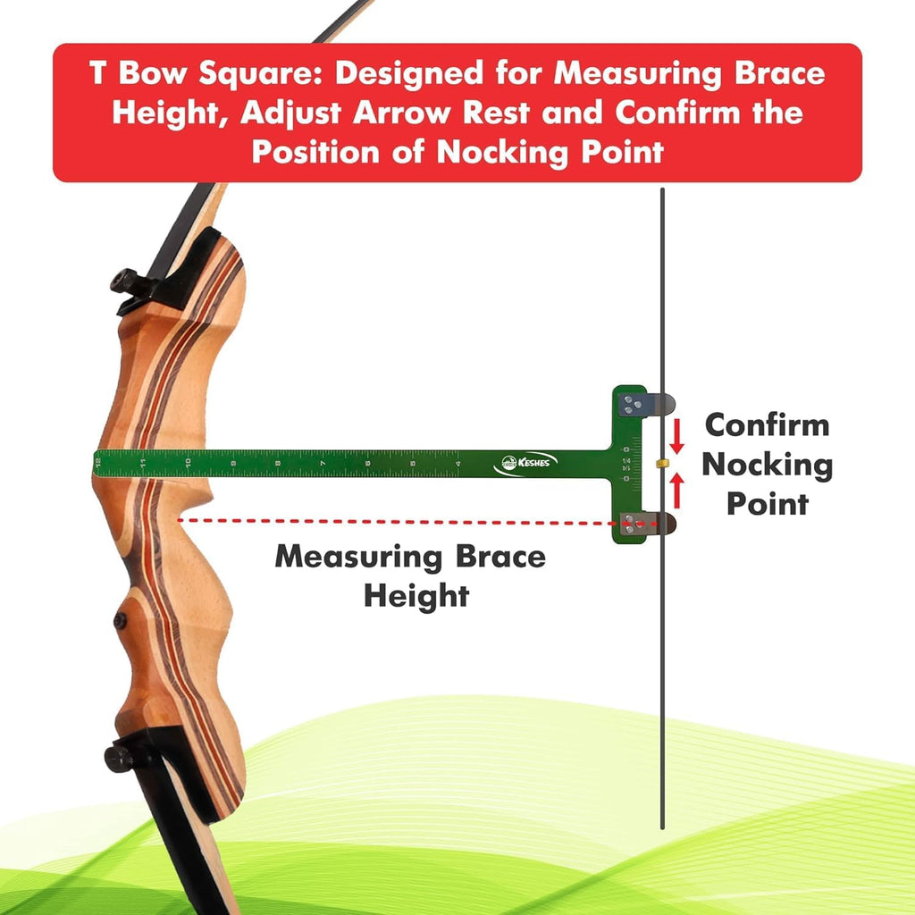 Archery Bow String Nocking Points Set – T Square Ruler, Nock Pliers with 6 Brass Nocks for Recurve Bow – Ideal for