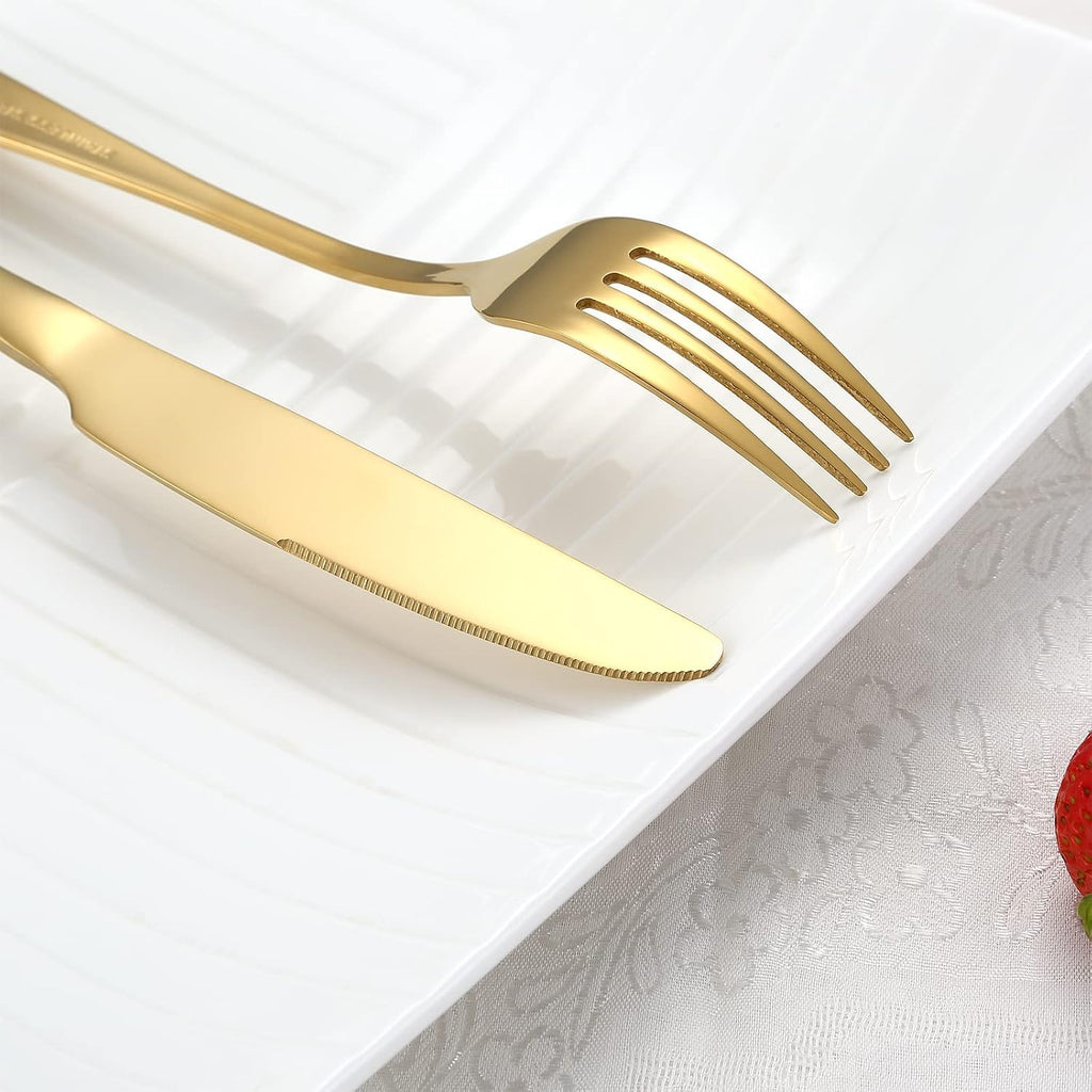 Gold Silverware Set, 40-Piece Flatware Set Service for 8