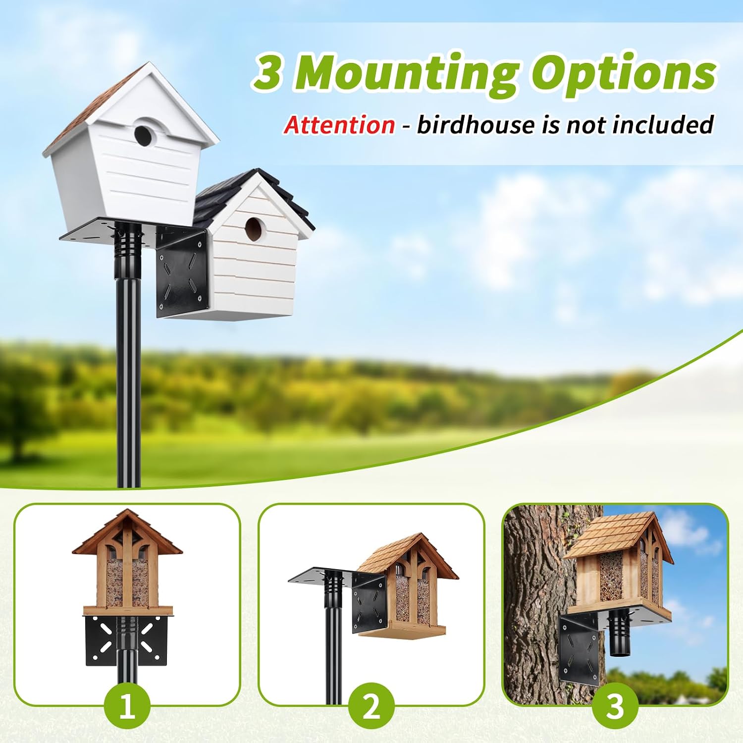 Bird House Pole, 80 Inch Bird Feeder Pole Stand with 1-Inch Dia Heavy Duty Birdhouse Pole Mount Kit for Outdoors