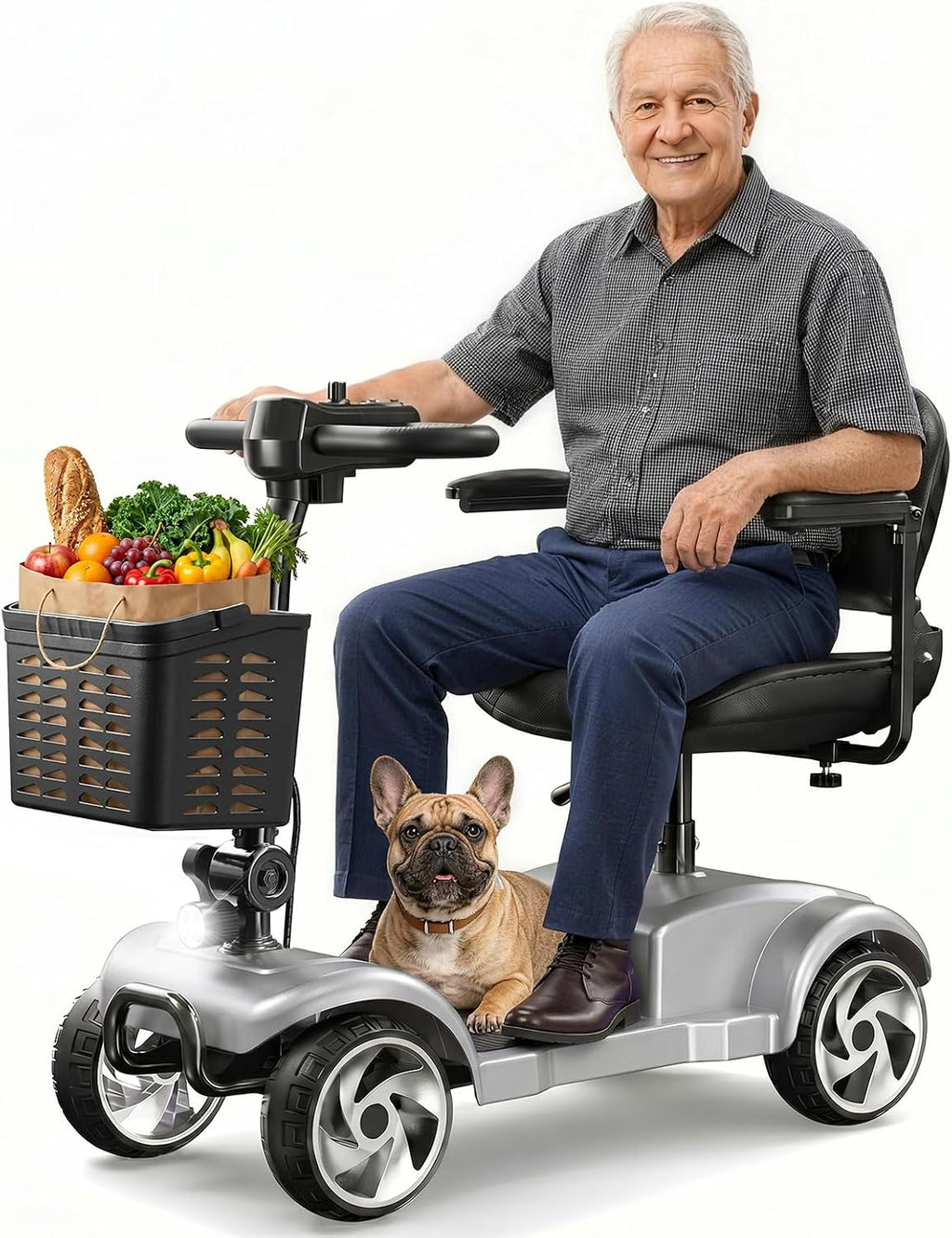 30 Miles Foldable Powered Mobility Scooters for Seniors and Adults, Silver