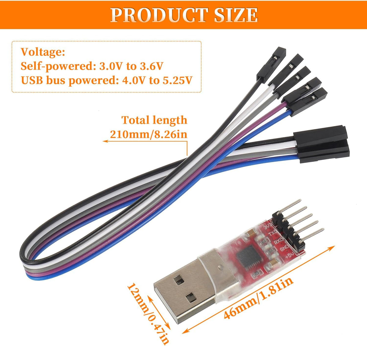 CP2102 Module USB 2.0 to TTL Serial Converter Adapter Module Downloader with Jumper Wires(1 pcs)