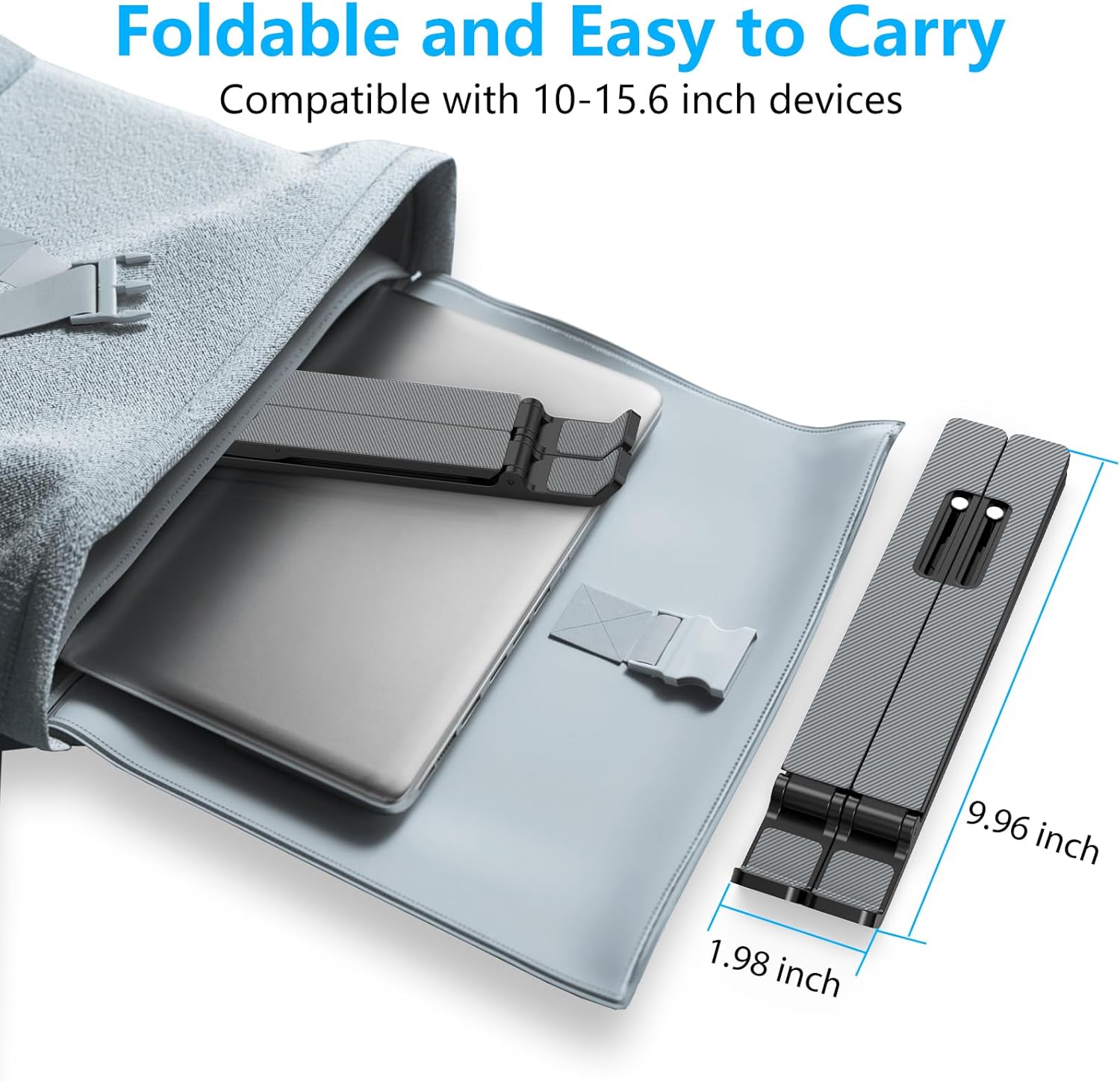 Adjustable Laptop Stand, Portable Laptop Riser for Desk, ABS+Silicone Foldable Ventilated Cooling Notebook Holder