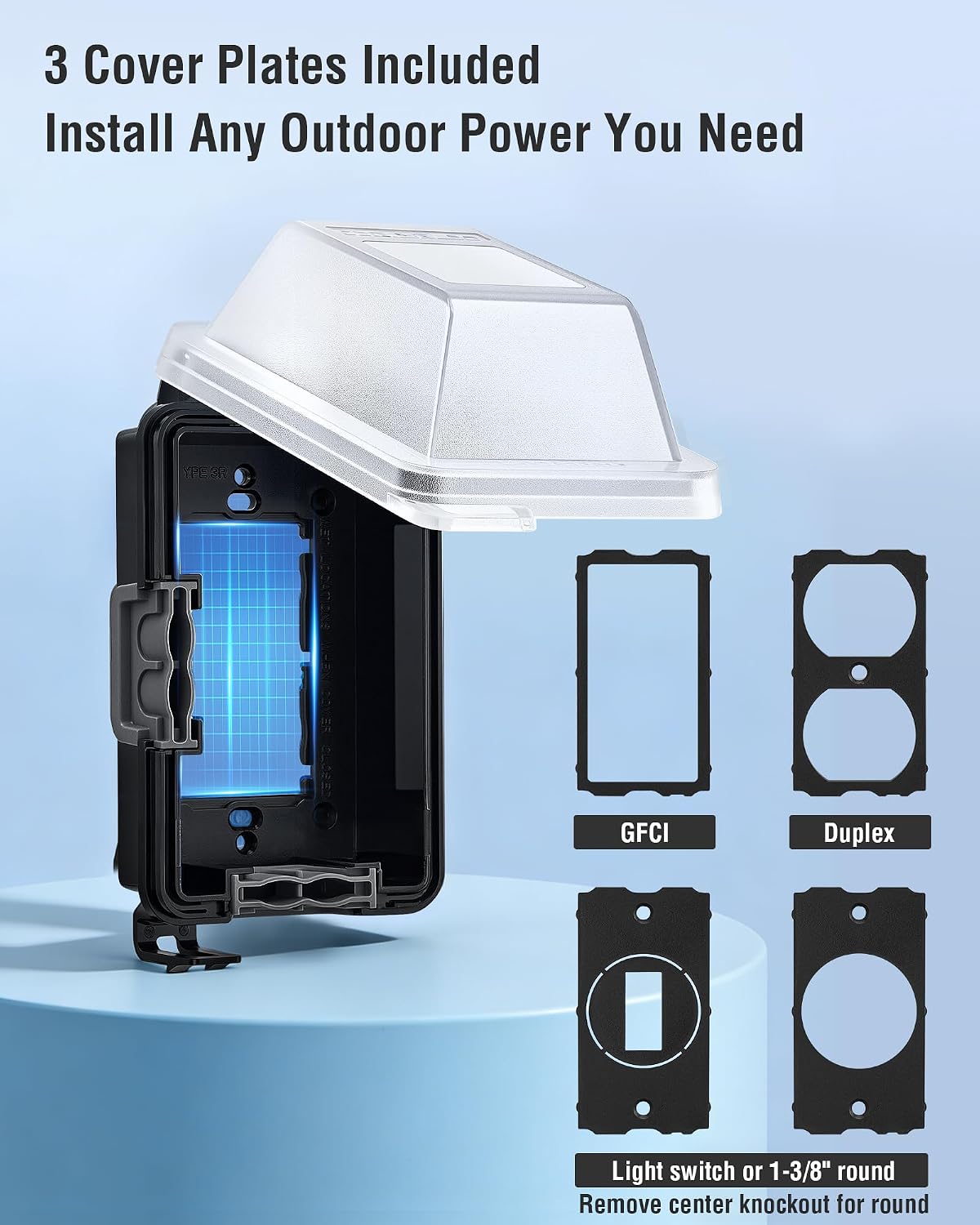 Extra-Duty in-Use Outdoor Outlet Cover, 1-Gang, Black, 1-Pack | Weatherproof PC Receptacle Cover, Horizontal/Vertical