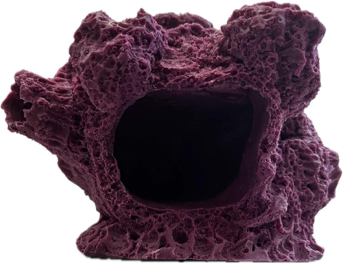 7 Hole Barnacle Cave frag Rock sandbed Base for Live Coral frag Plugs for Reef Aquariums (Coralline Purple)