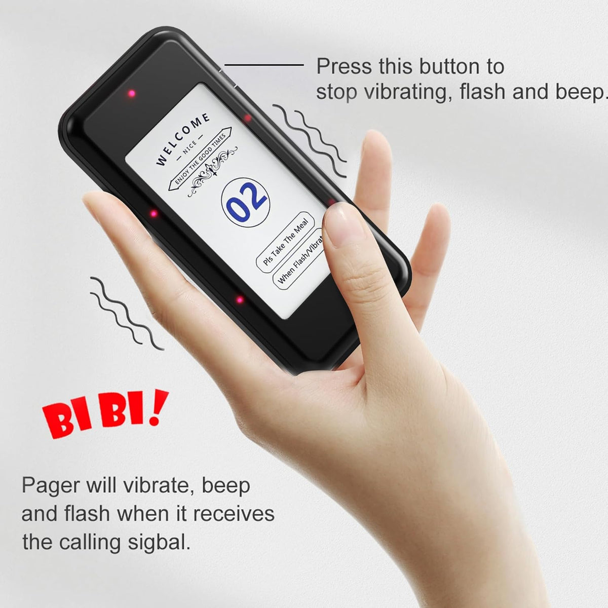 16-Buzzer Restaurant Pager System, Wireless Calling System with LCD Screen, Waterproof Queue Waiting Pagers for