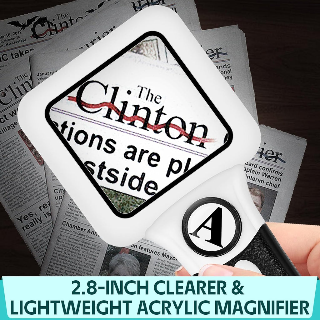 Compact Magnifying Glass with Lights,45X 10X Small Handheld Lighted Magnifier, 3 LED Light Magnifying Glass for