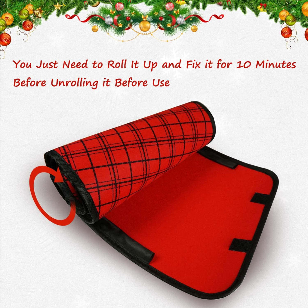 Christmas Tree Collar 25 Inch, Plaid Tree Skirt, Country Rustic Holiday Indoor Decorations, Red & Black（1PS）