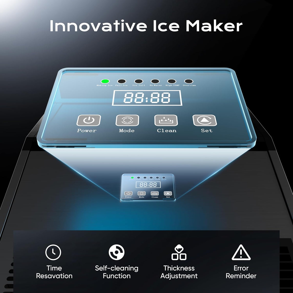 Commercial Ice Maker Machine 200lbs/24H, Air Cooled Under Counter Ice Maker with 50lbs Ice Storage, Stainless Steel