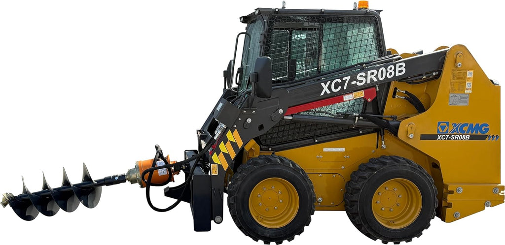 12" 18" Auger Drill Bit Auger Drive with 6k Motor Standard Skid Steer Attachments Post Hole Digger, 35" Working Depth