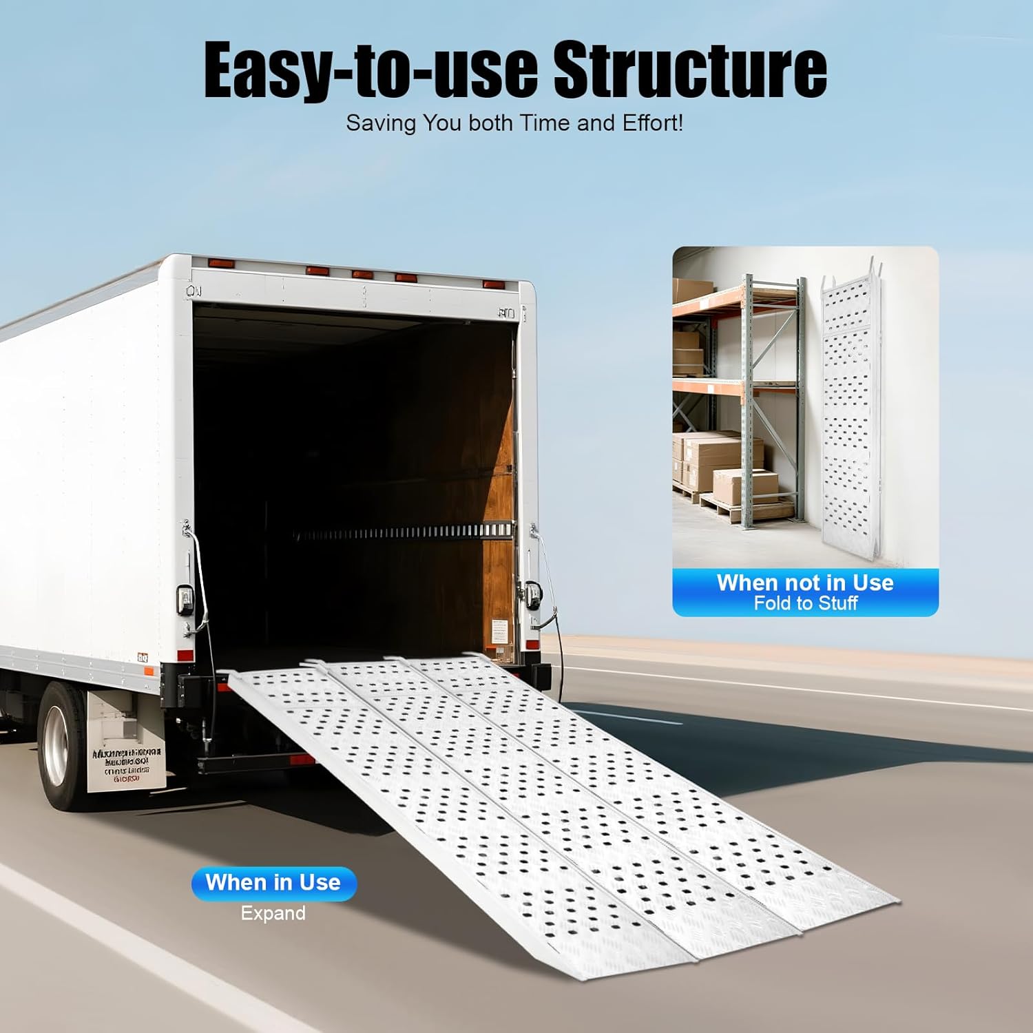 Loading Truck Ramp,Aluminum Tri Fold Ramp,Trailer Ramps,Folding Loading Ramps,1500 lbs Capacity Heavy Duty Motorcycle