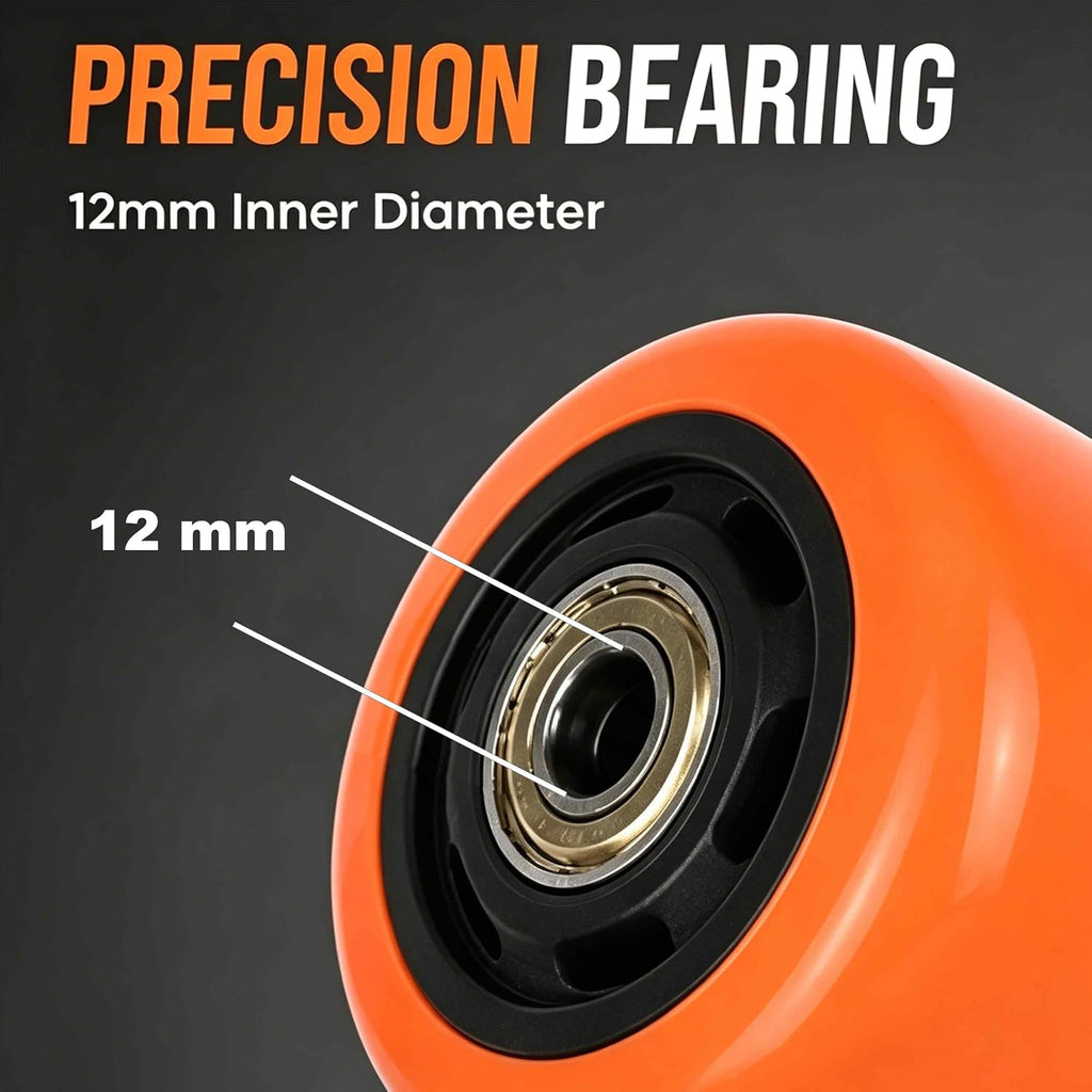 3" Caster Replacement Wheels Heavy Duty Polyurethane 4 Pack Orange