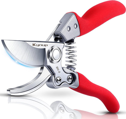 8.6" Professional Pruning Shears for Gardening, SK5 Stainless Steel Garden Hand Pruners for Heavy Duty Clean Cuts 4X