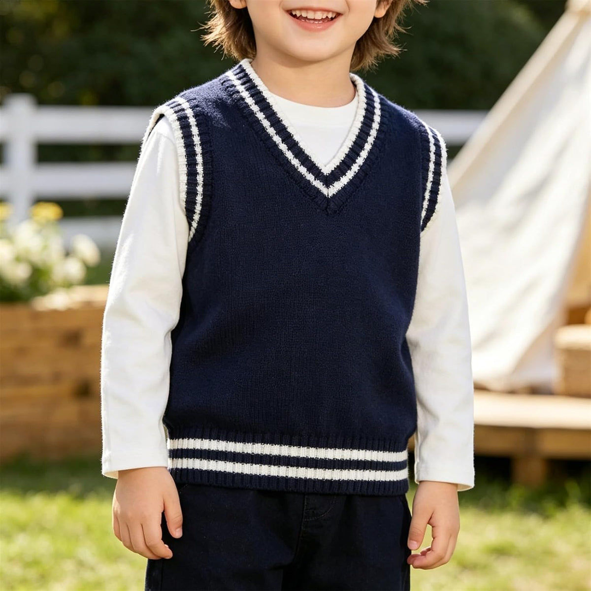 Sweaters for Girls Boys Cotton Pullover Gilet Jacket Sleeveless School Uniform Sweater Vest Kids Back to School