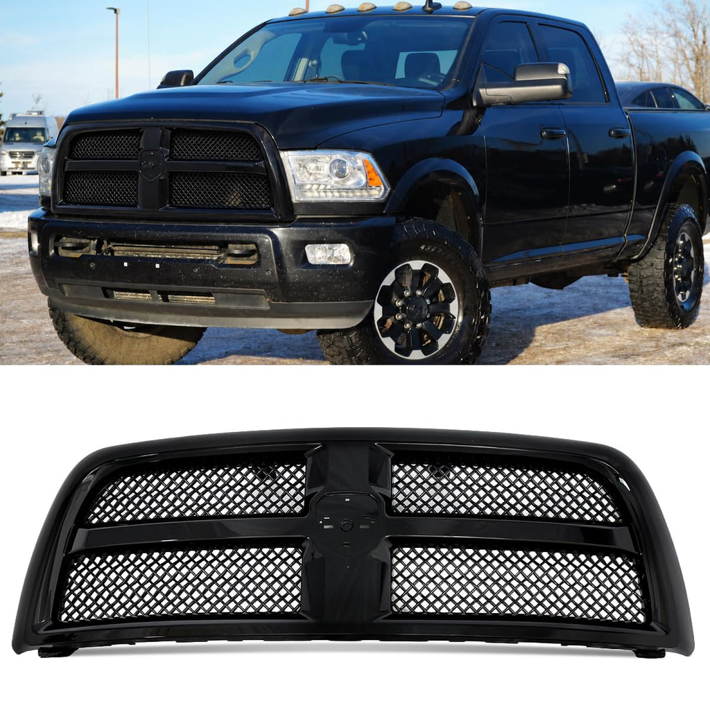 SAIQINGSP Gloss Black Front Grille for 2013-2018 RAM 2500 3500 Longhorn
