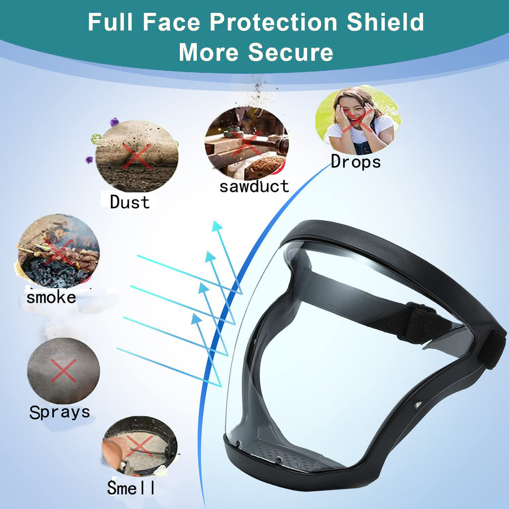 Full Face Shield, Clear Adjustable Visor for Grinding and Yard Work