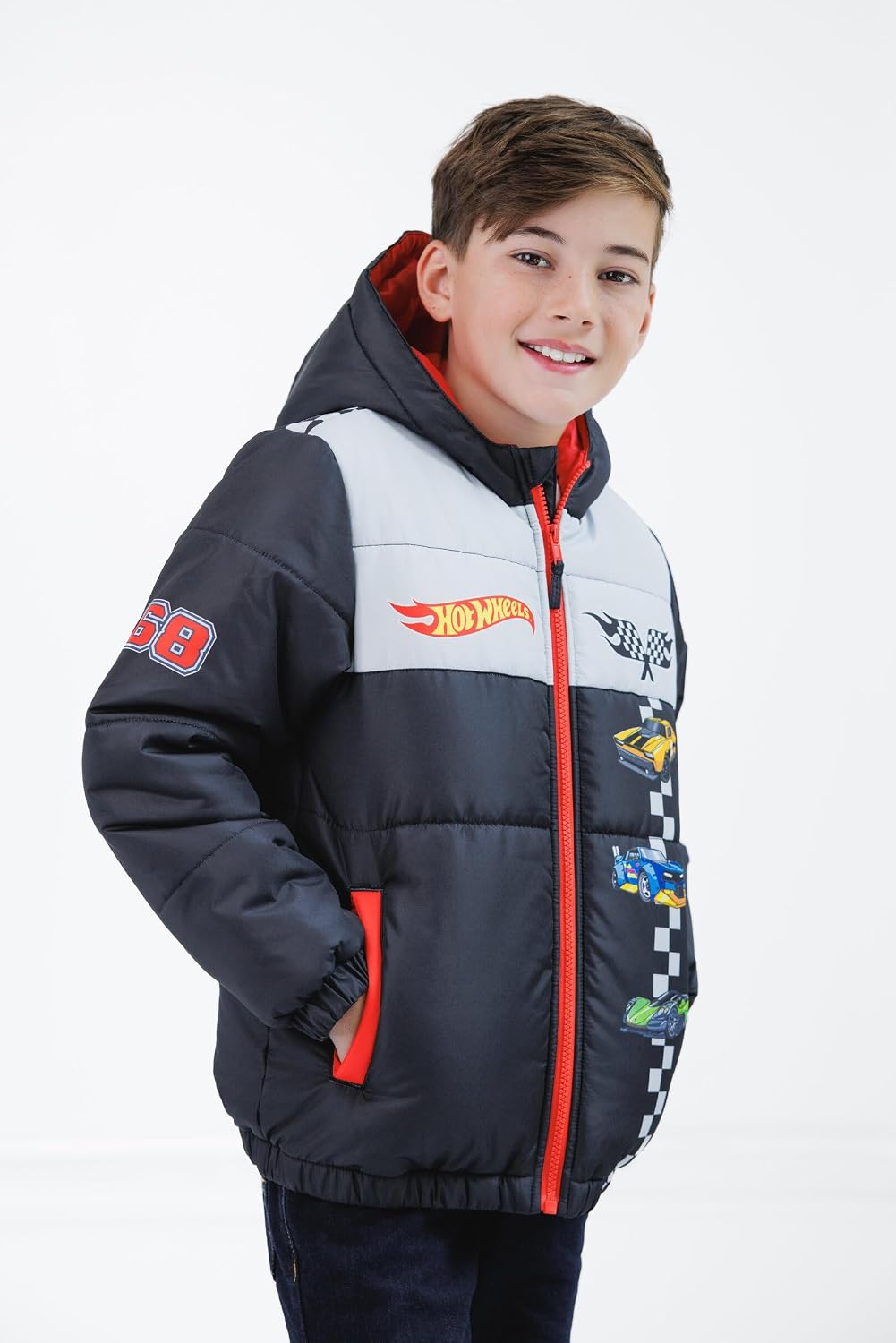 Zip Up Puffer Jacket with Fleece Lining Toddler to Big Kid Sizes (3T - 10-12)