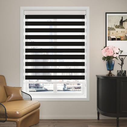 Custom Zebra Blinds for Windows Corded Zebra Shades Dual Layer Light Filtering Privacy for Day and Night, Light