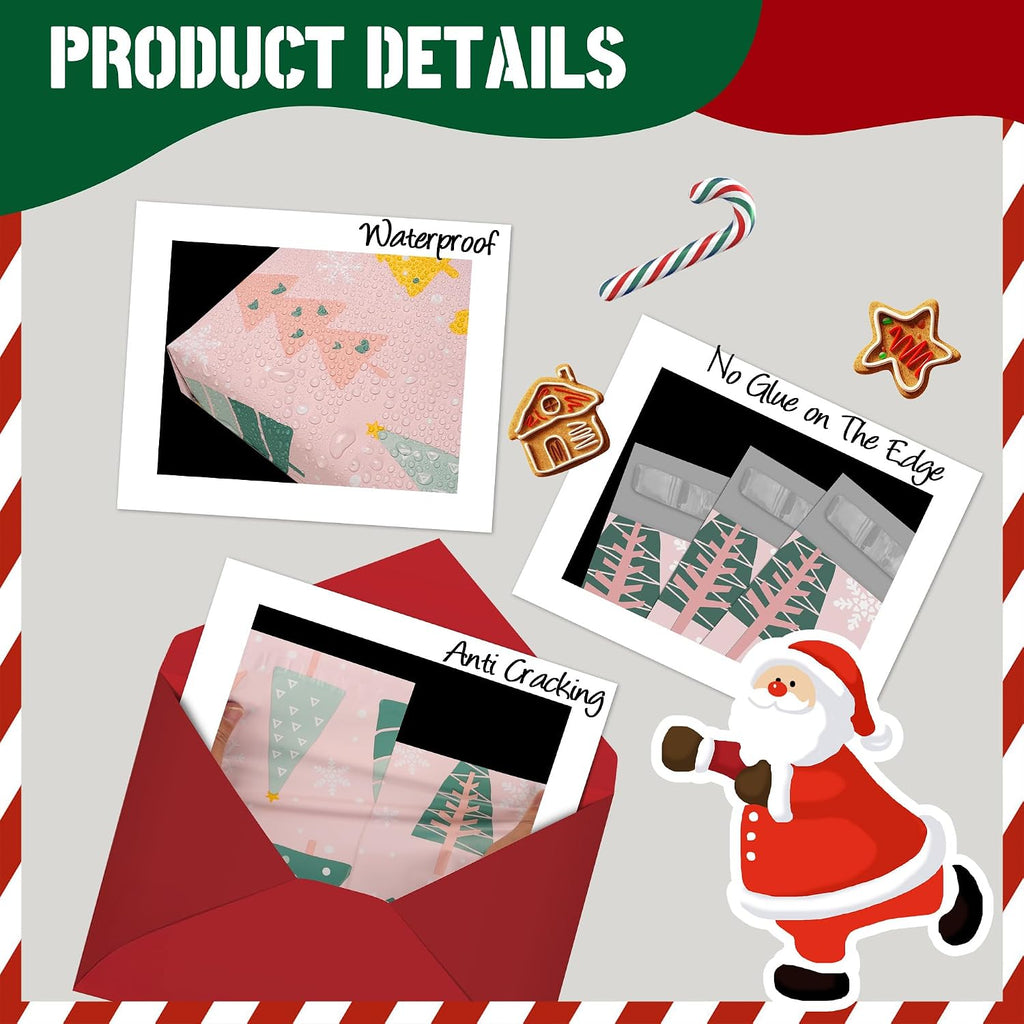 Christmas Poly Mailers 6x9 Inch, 100 Count, Pastel Tree Shipping Bags