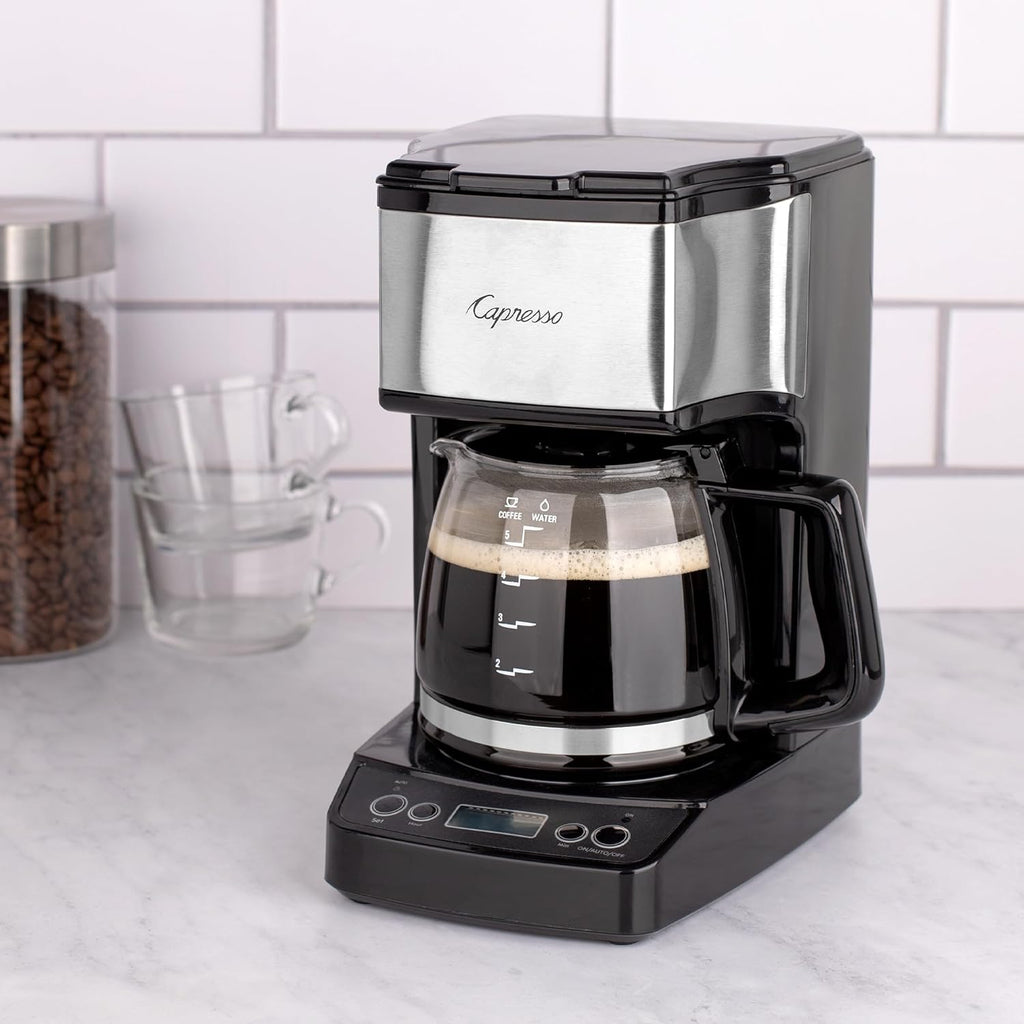 5-Cup Mini Drip Coffee Maker, Black and Stainless Steel