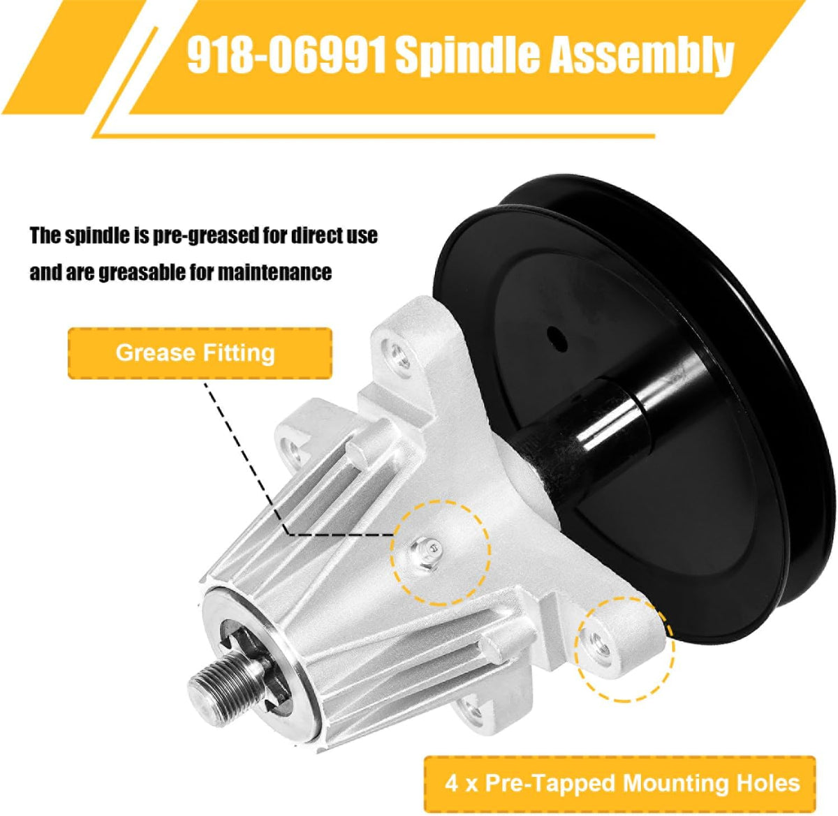 (2 Pack) Replacement Spindle Assembly for Craftsman Troy Bilt Cub Cadet Lawn Mower, Replaces 918-06991 618-06991, for Huskee LT4200, Craftsman T1000 T1200 T1400 T1800 Mandrel Assembly 42" Mower Deck