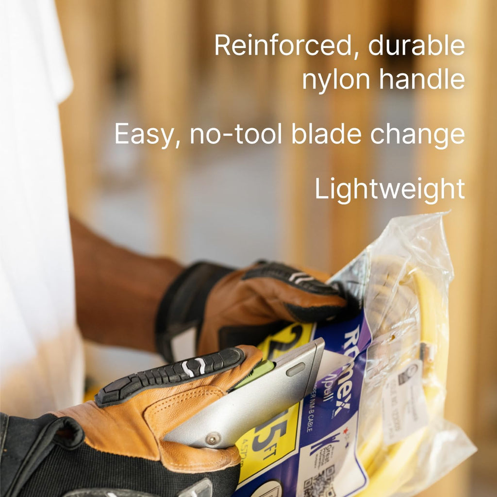Metal-Handle Utility Knife, Finger Friendly Ceramic Blade, Auto Retracts for Safety, Heavy Metal Handle, Comfortable