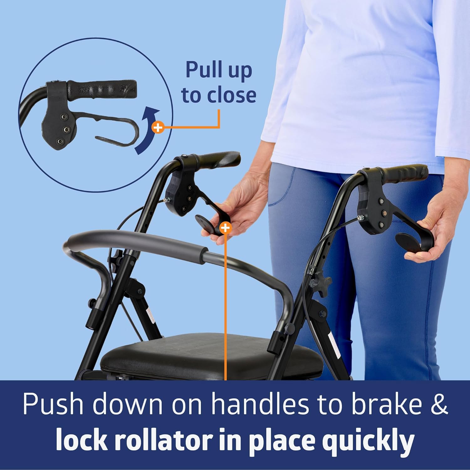 Aluminum Rollator Walker, Burgundy, 300 lb. Weight Capacity, 8” Wheels, Adjustable Height Handle, Padded Seat &