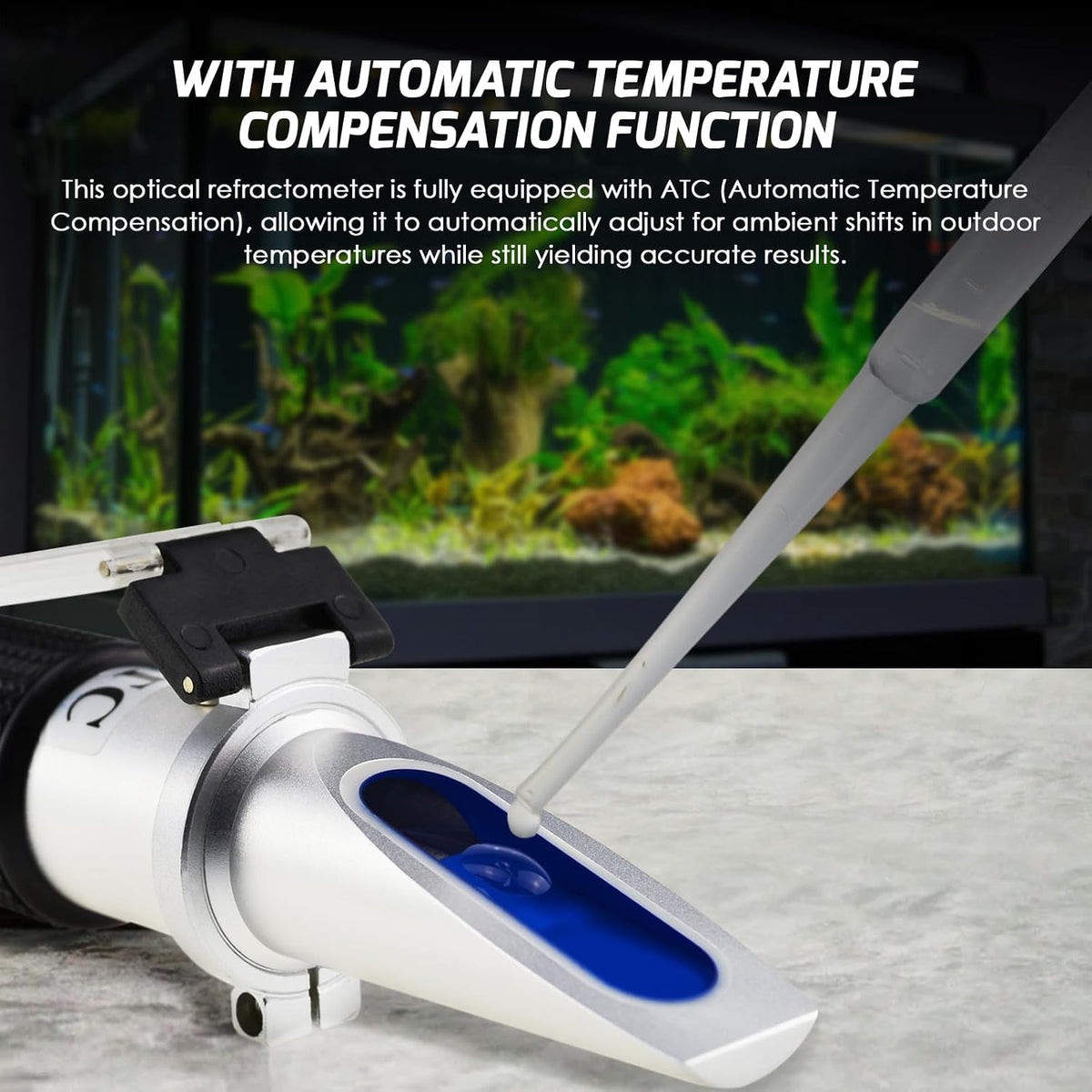 Salinity Refractometer with ATC, Dual Scale Sea Water Refractometer, 0-10% Salinity Range (1.0 to 1.070 Density /