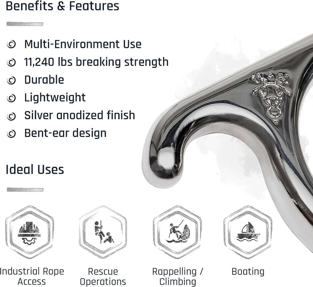 Figure 8 Descender | Stainless Steel | Rappelling and Rescue | 50 kN | Bent Ear Design