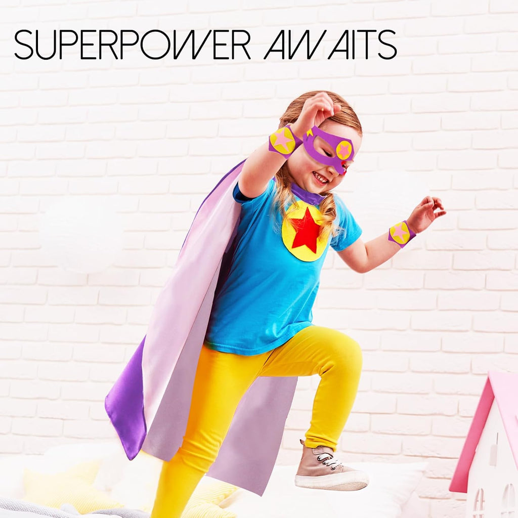 Kids-Superhero-Cape and Mask for Boys-Girls Super-Hero-Costumes | Superhero Cape Mask Bracelet & DIY Felt Stars for