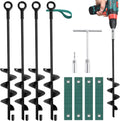 18-Inch Ground Anchors Screw in Heavy Duty, 4 Pack Shed Anchor Kit with Wrenches and Straps, High Wind Trampoline